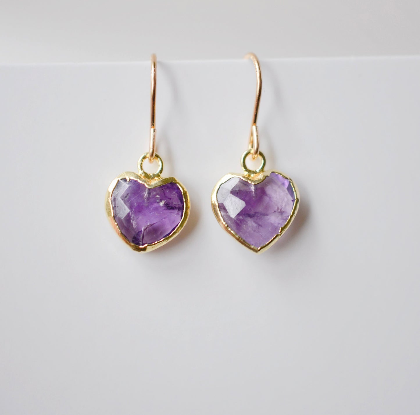 Amethyst Heart Earrings