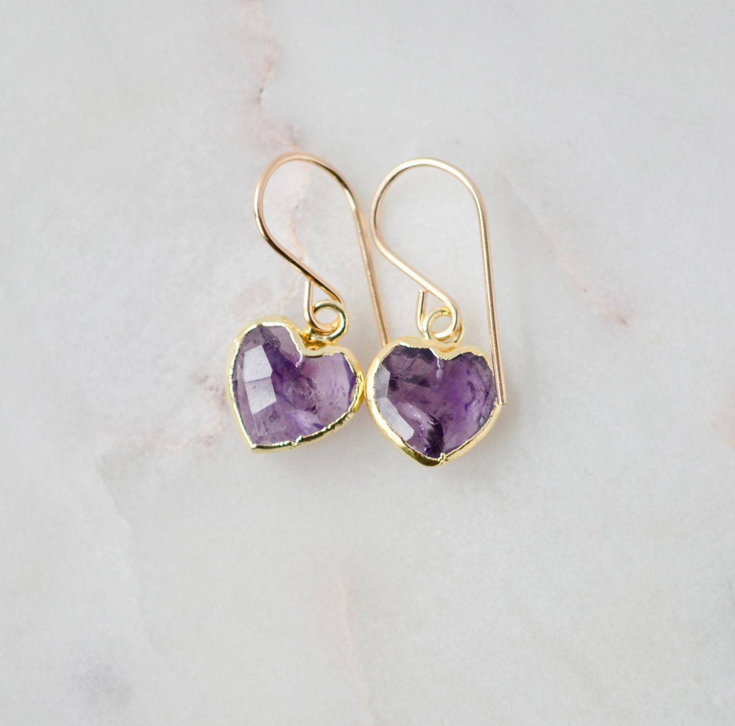 Amethyst Heart Earrings