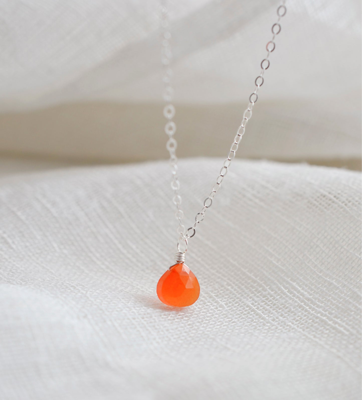 Natural Carnelian Droplet Necklace