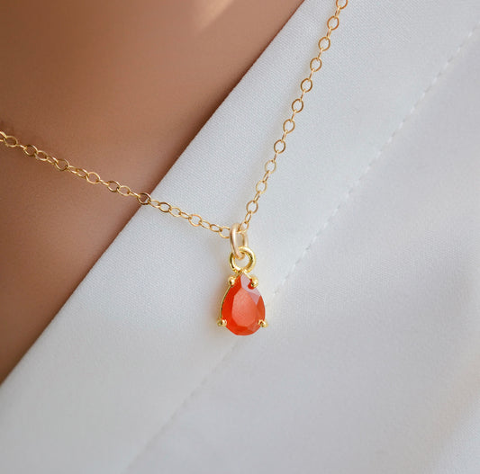 Carnelian Teardrop Necklace