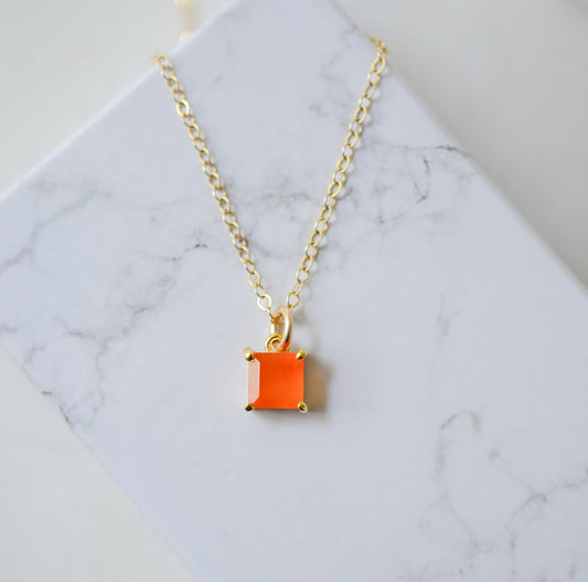 Minimalist Carnelian Square Necklace