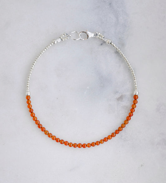 Natural Orange Carnelian Beaded Bracelet
