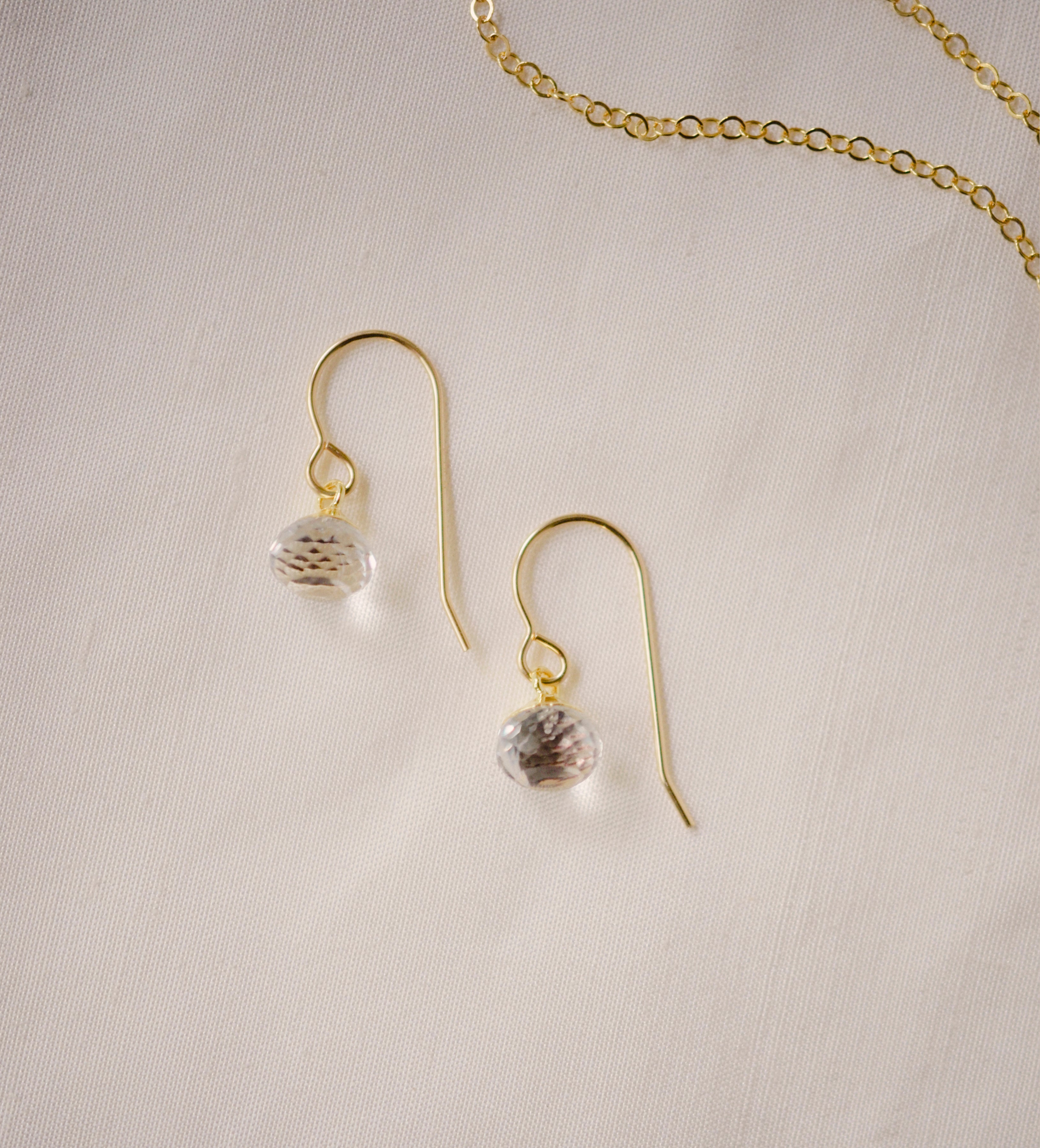 Dainty Crystal Quartz Dangle Earrings