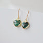 Raw Emerald Heart Earrings