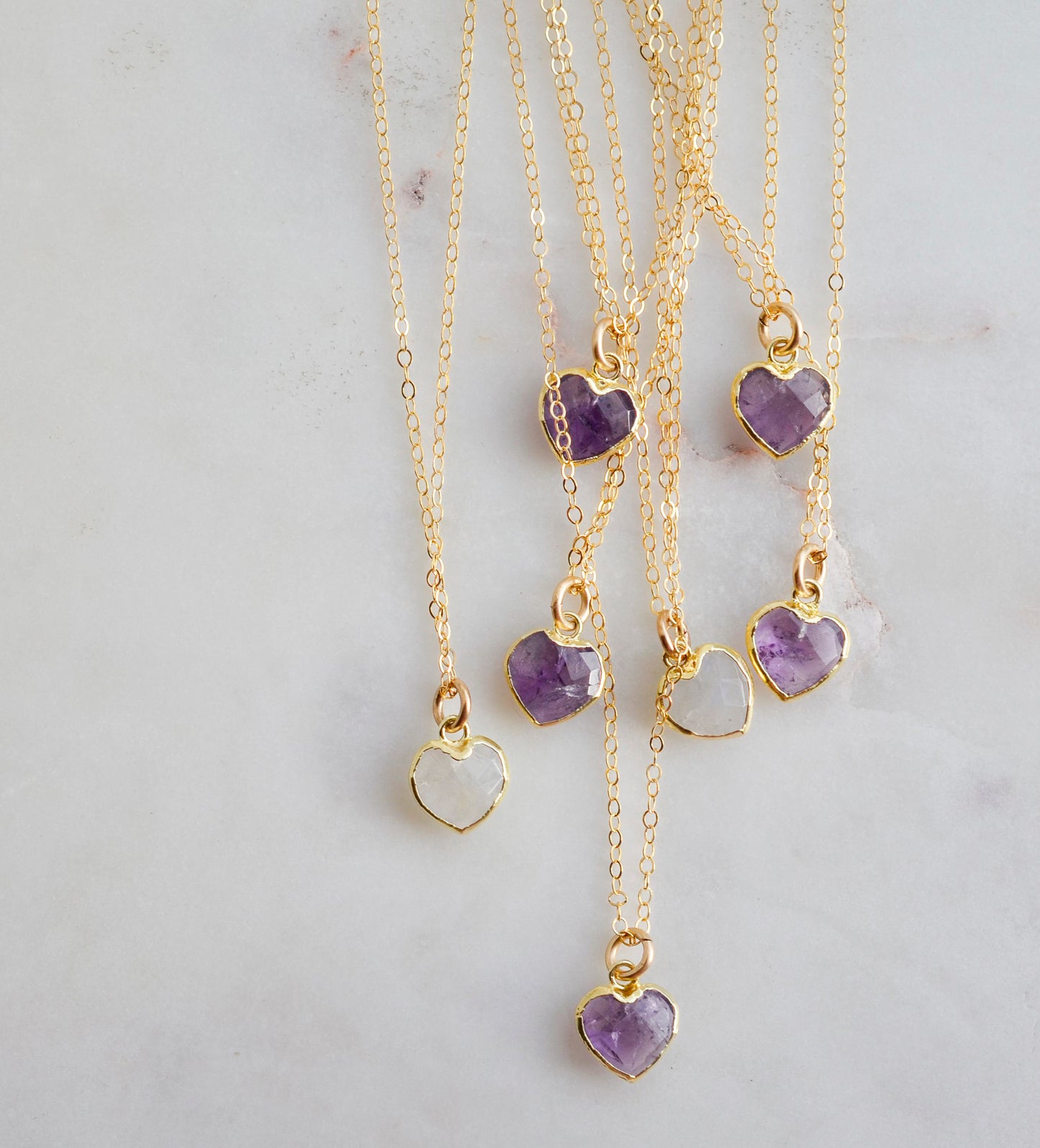 Amethyst Heart Pendant in 14k Gold Filled