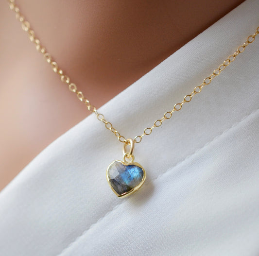 Labradorite Heart Necklace in 14k Gold Filled