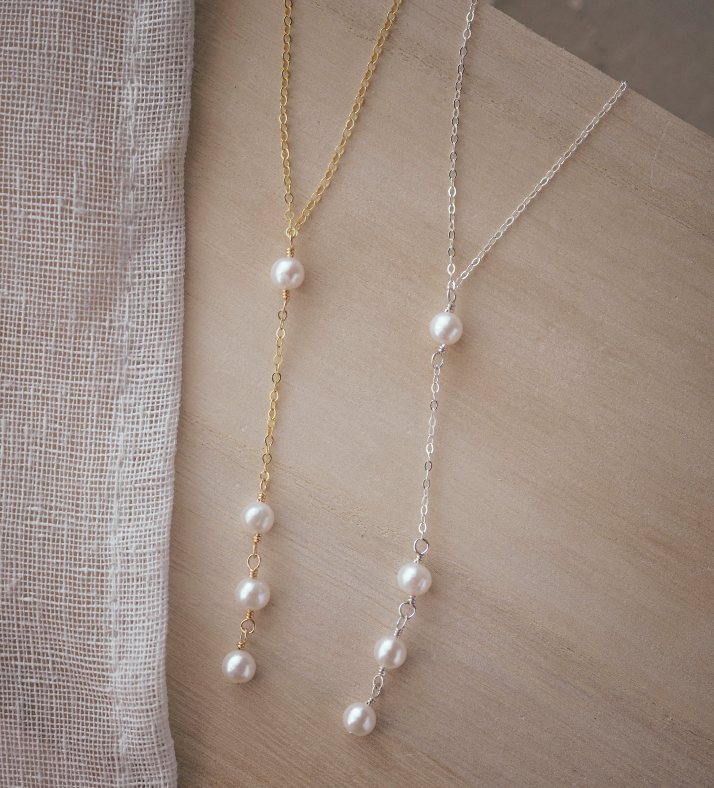 White Freshwater Pearl Y Necklace