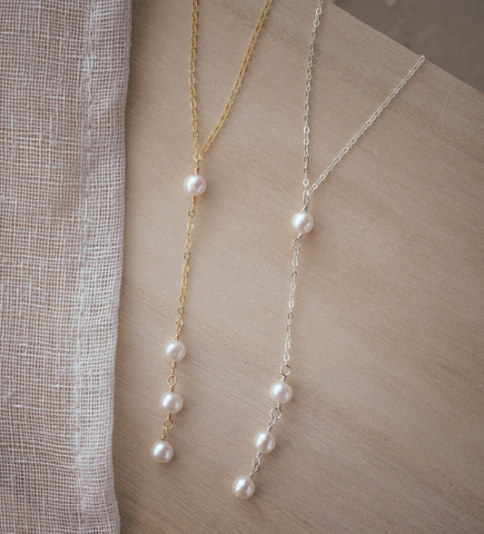 White Freshwater Pearl Y Necklace