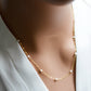 Dainty White Freshwater Pearl Chain Necklace, Gold Filled or Sterling Silver