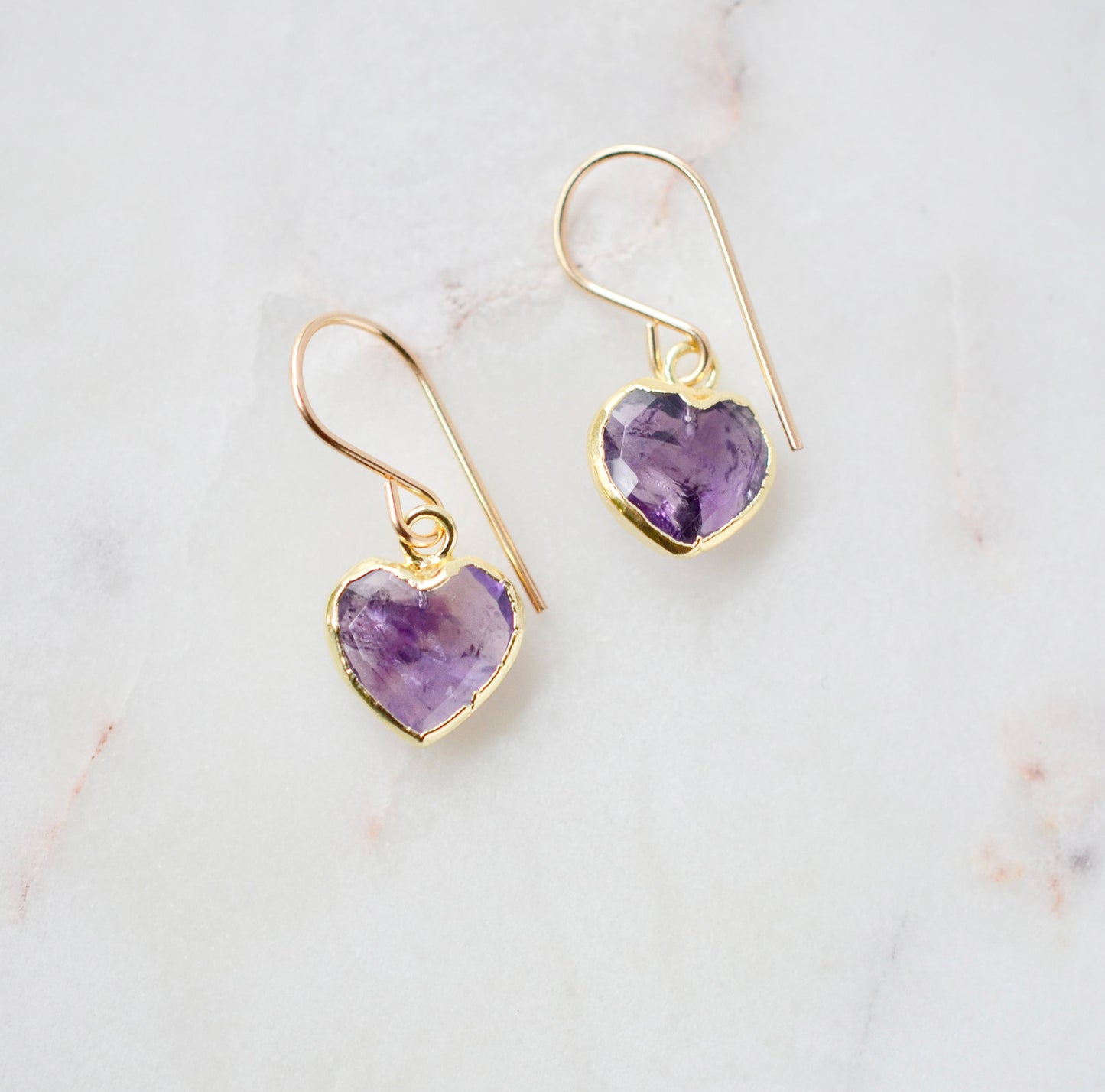 Amethyst Heart Earrings