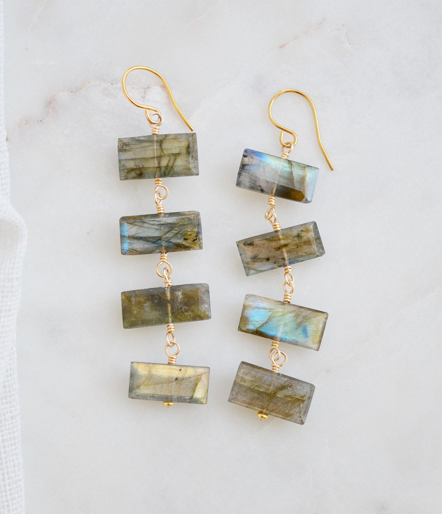 Astra Earrings - Long Labradorite Dangles