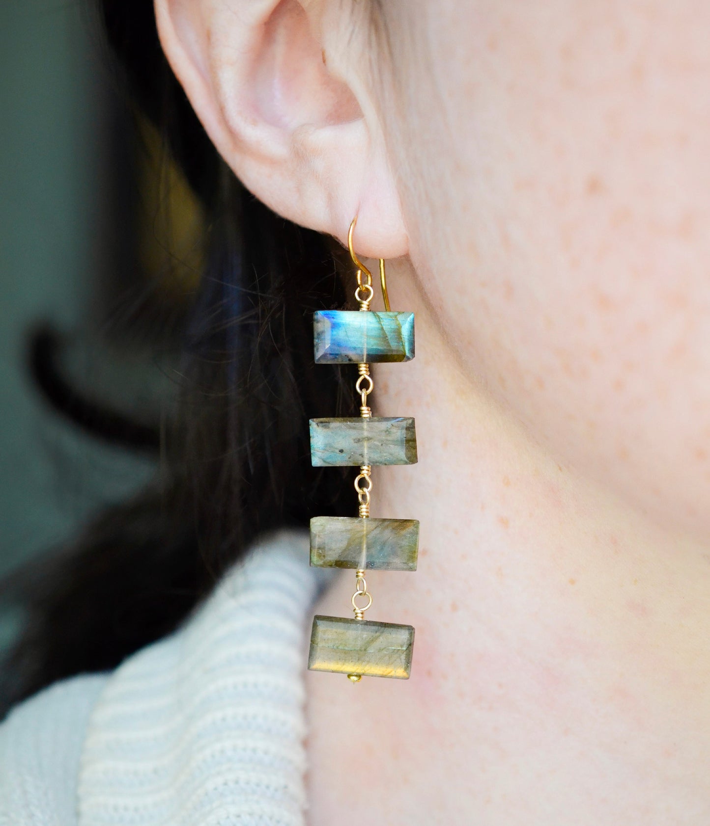 Astra Earrings - Long Labradorite Dangles