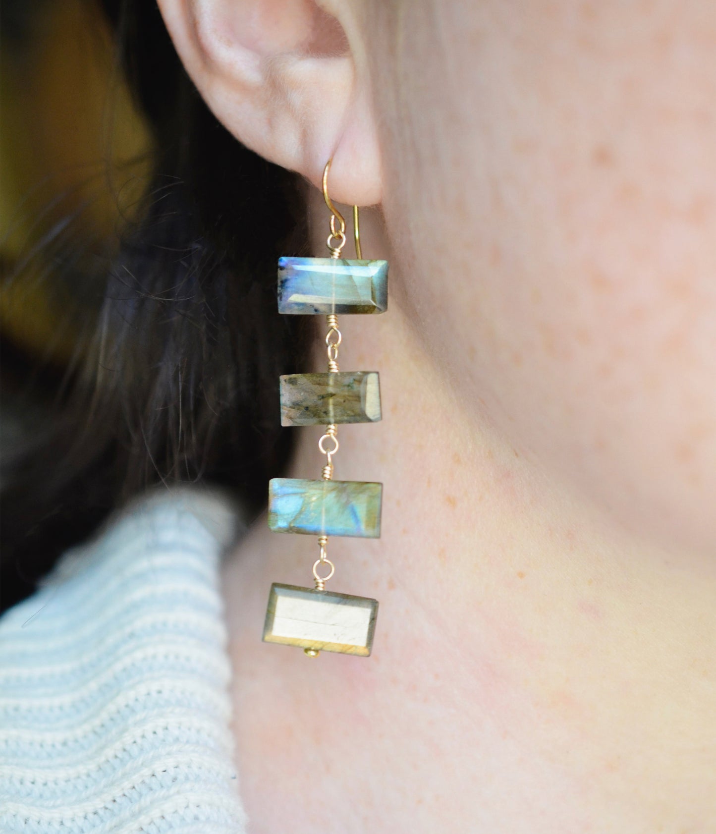 Astra Earrings - Long Labradorite Dangles