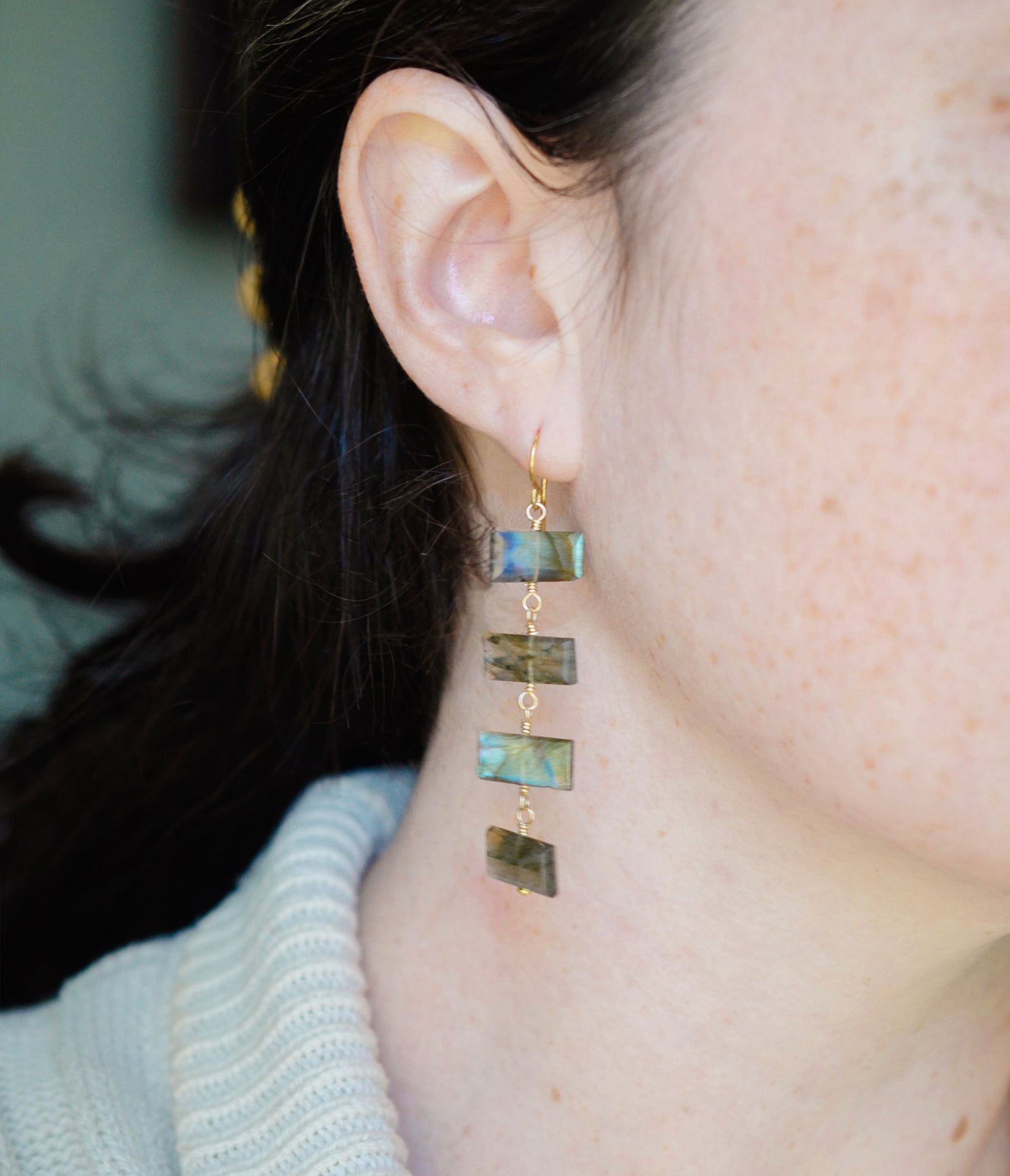 Astra Earrings - Long Labradorite Dangles