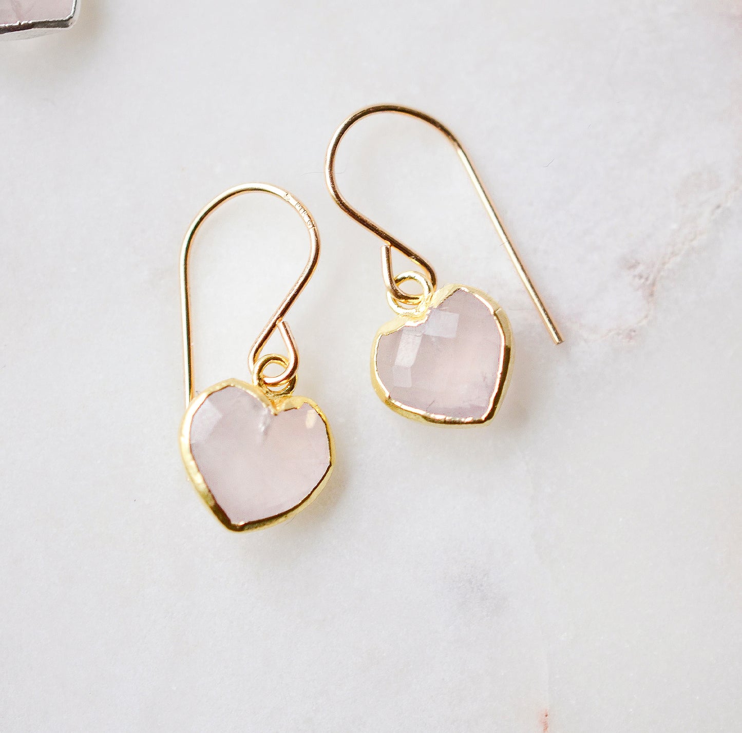 Rose Quartz Heart Earrings