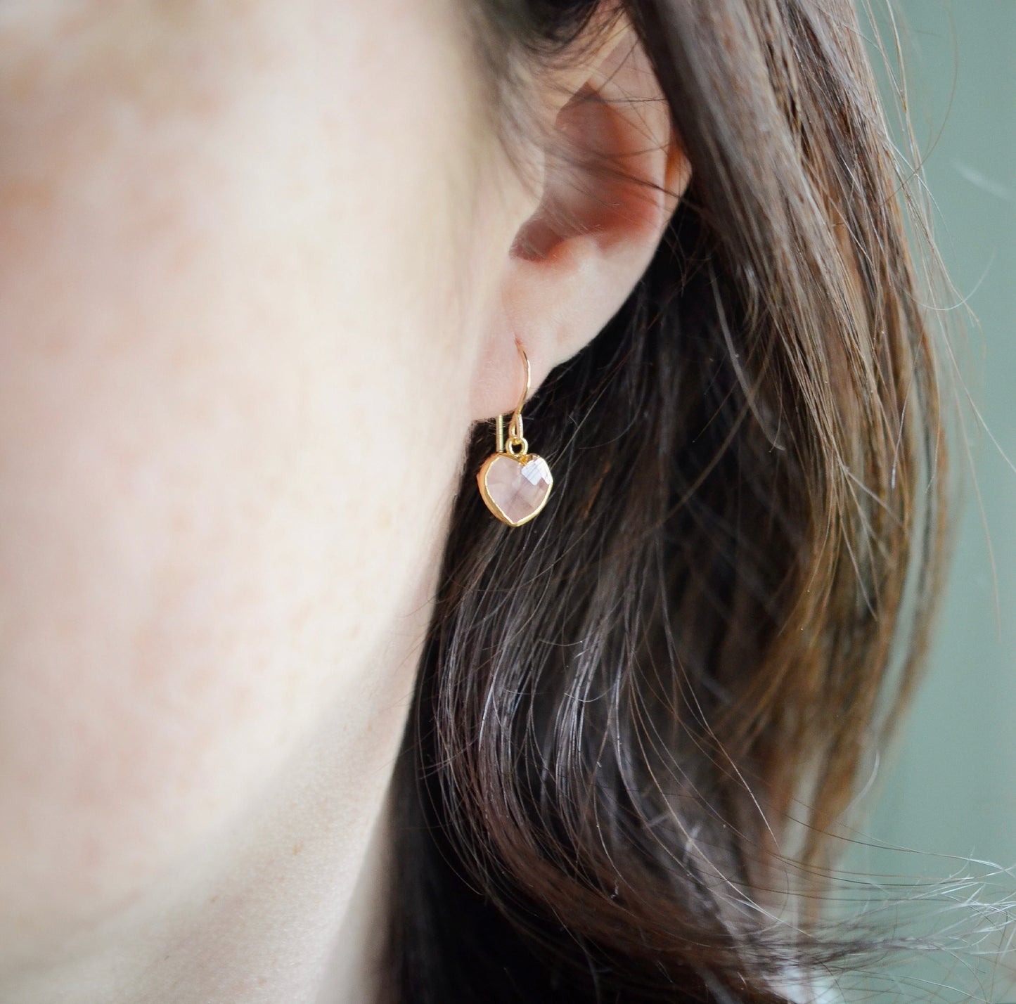 Rose Quartz Heart Earrings