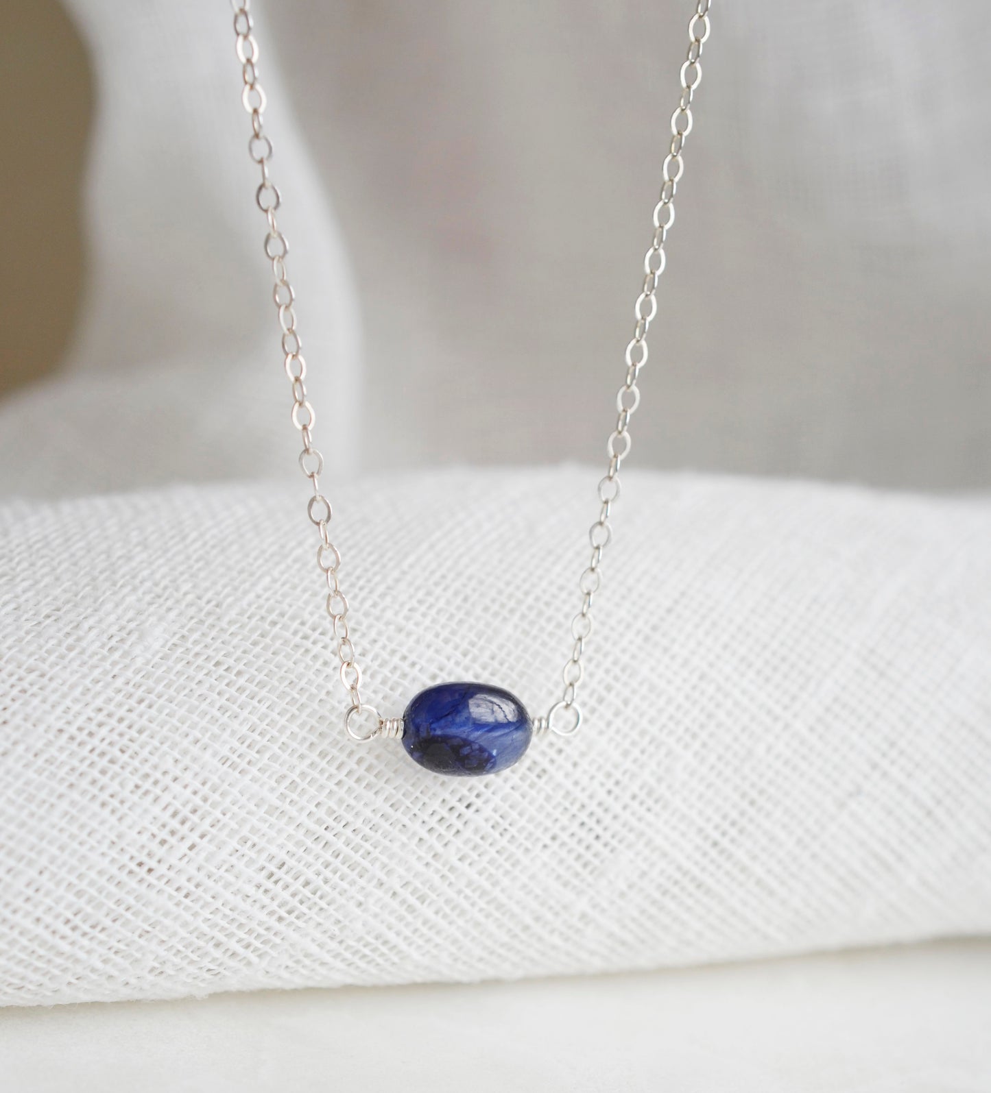 Deep Blue Sapphire Necklace