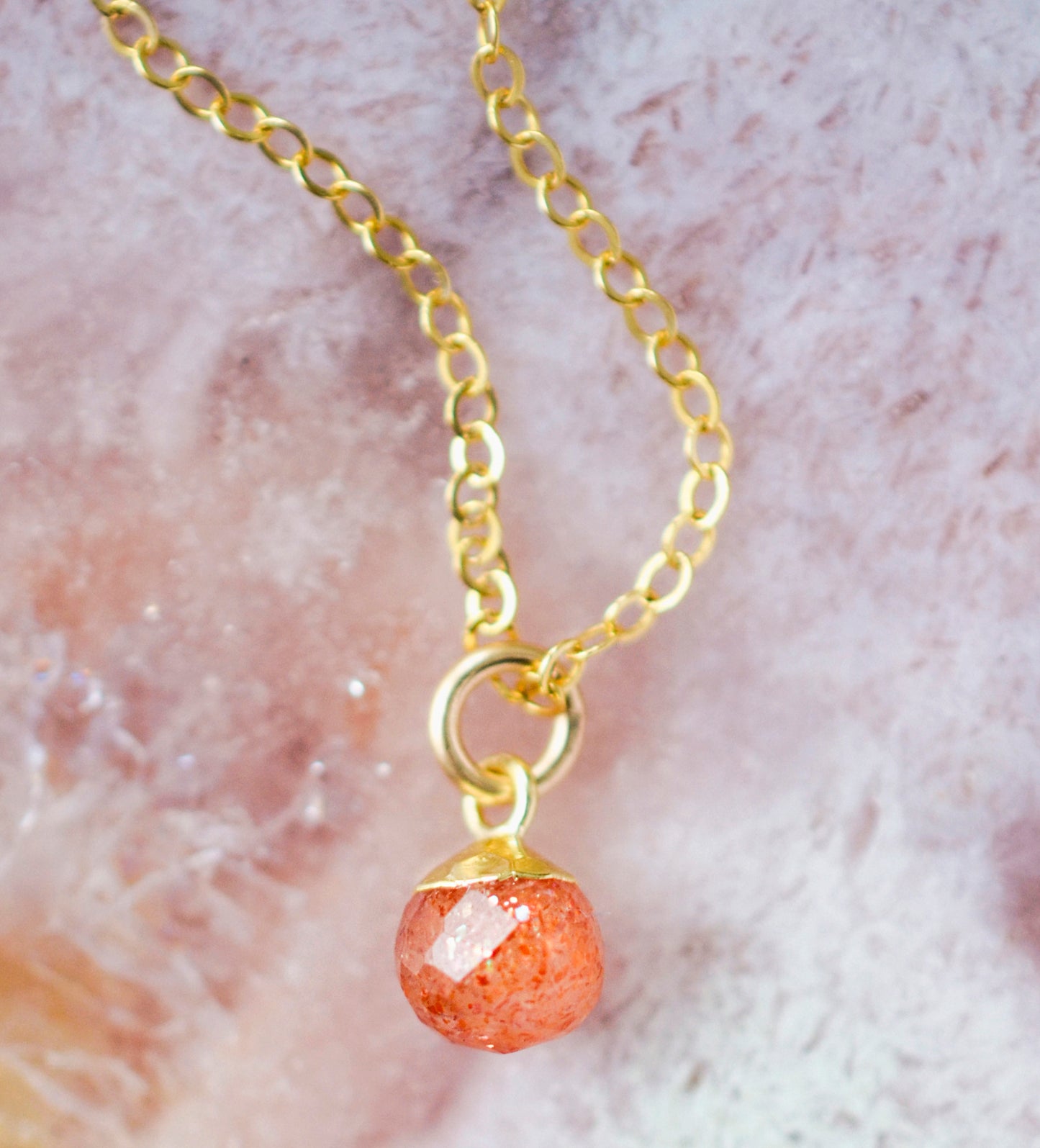 Small Sunstone Pendant in Gold Filled