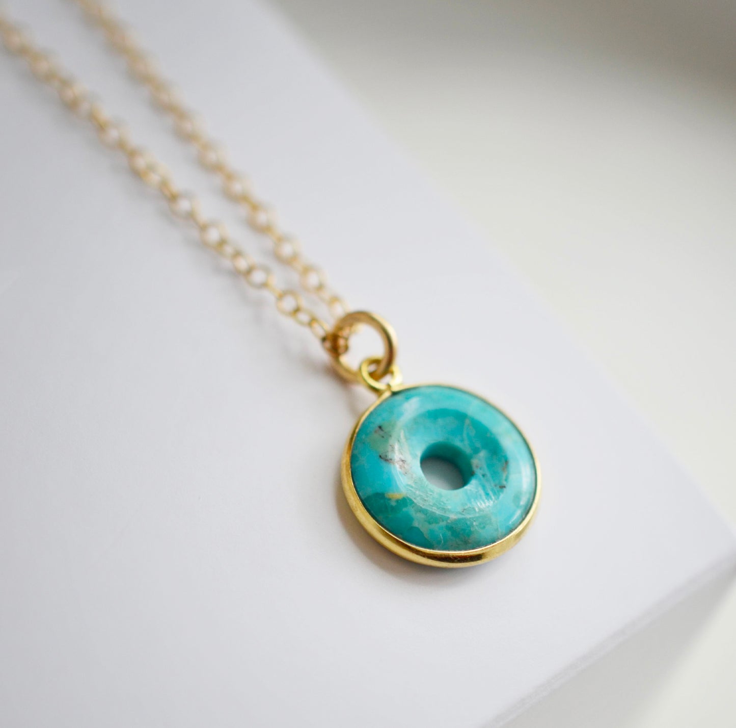 Turquoise Circle Donut Necklace