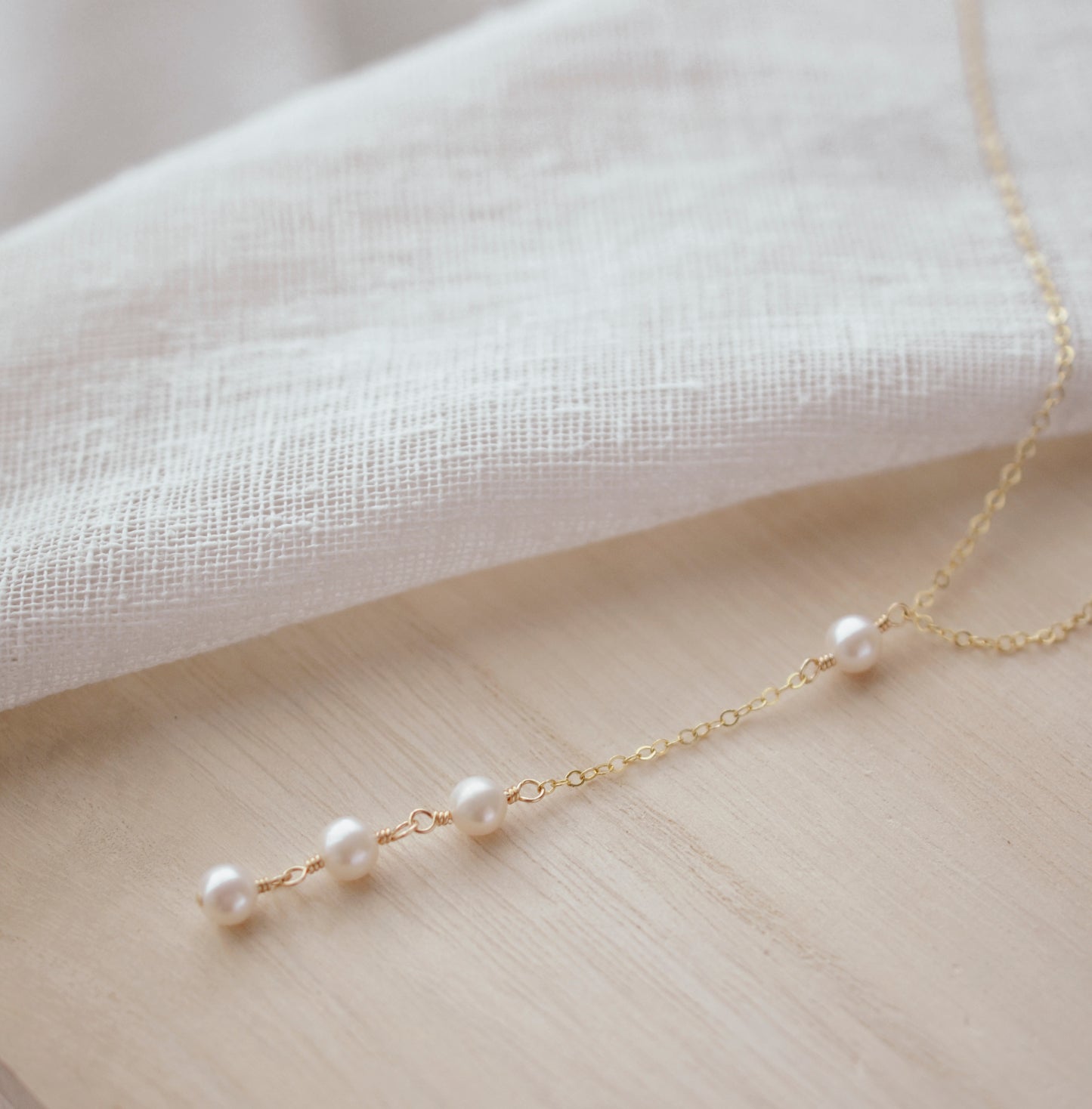 White Freshwater Pearl Y Necklace