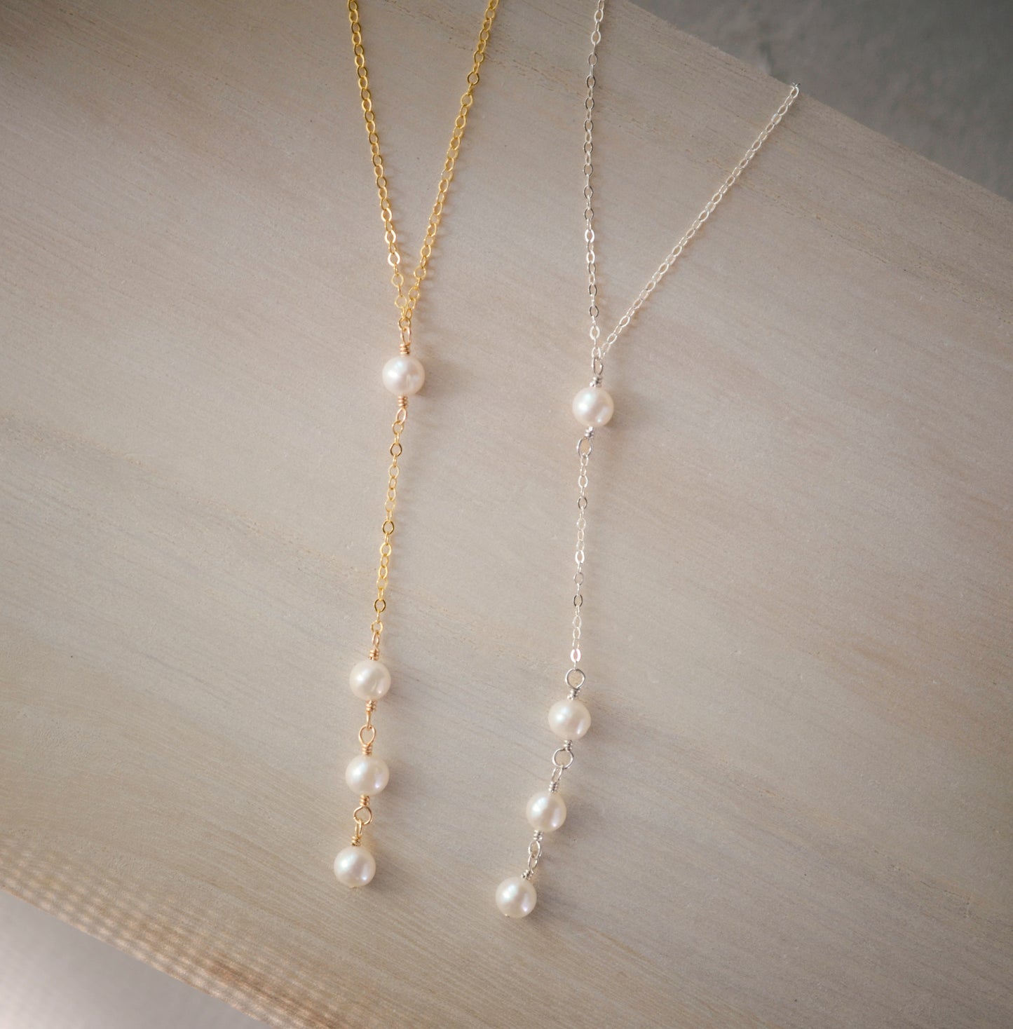 White Freshwater Pearl Y Necklace