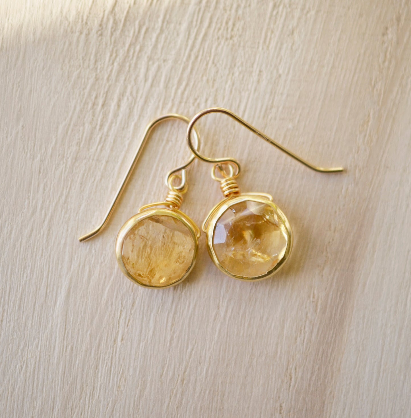 Natural Yellow Citrine Dangle Earrings