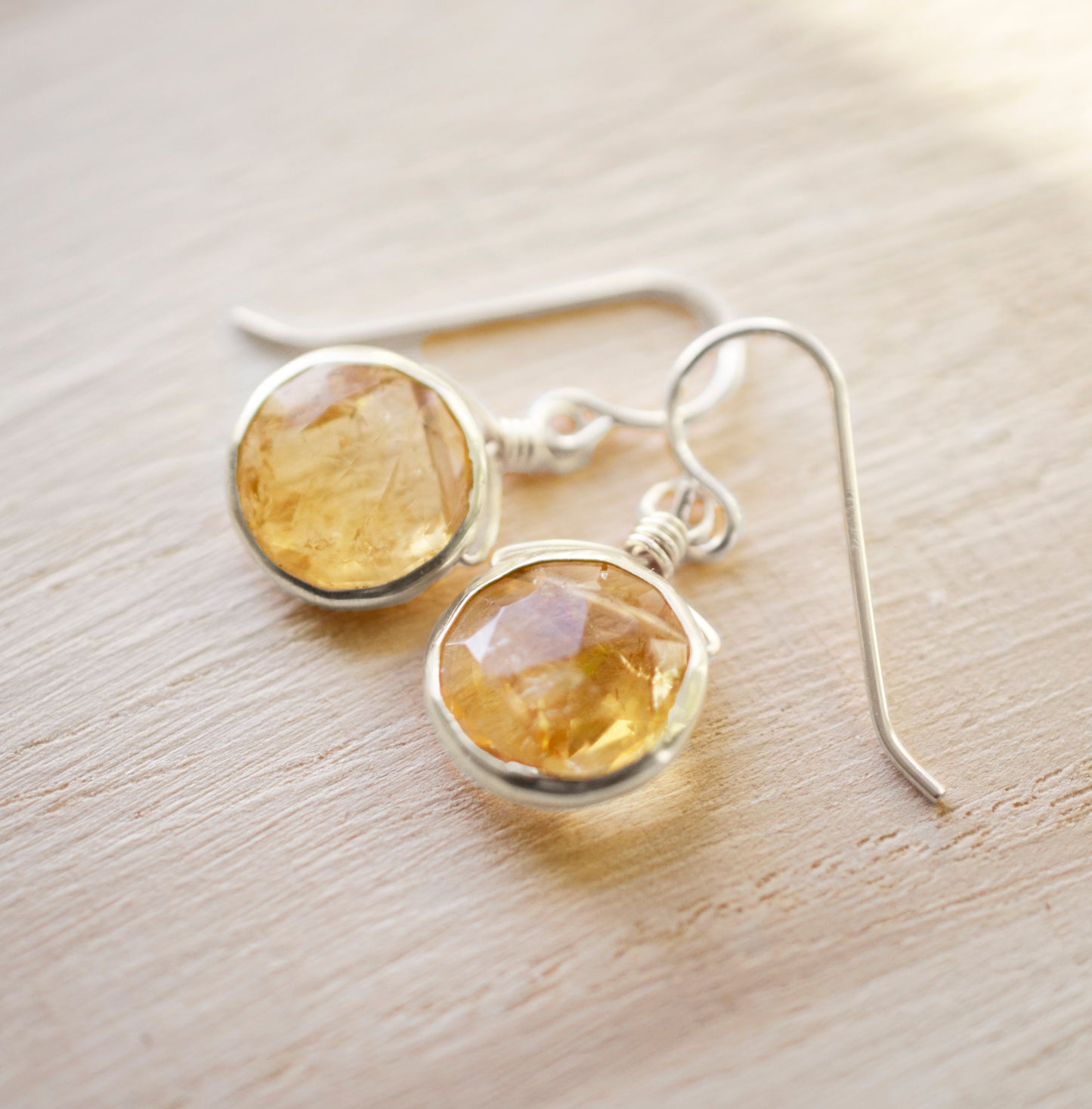 Natural Yellow Citrine Dangle Earrings