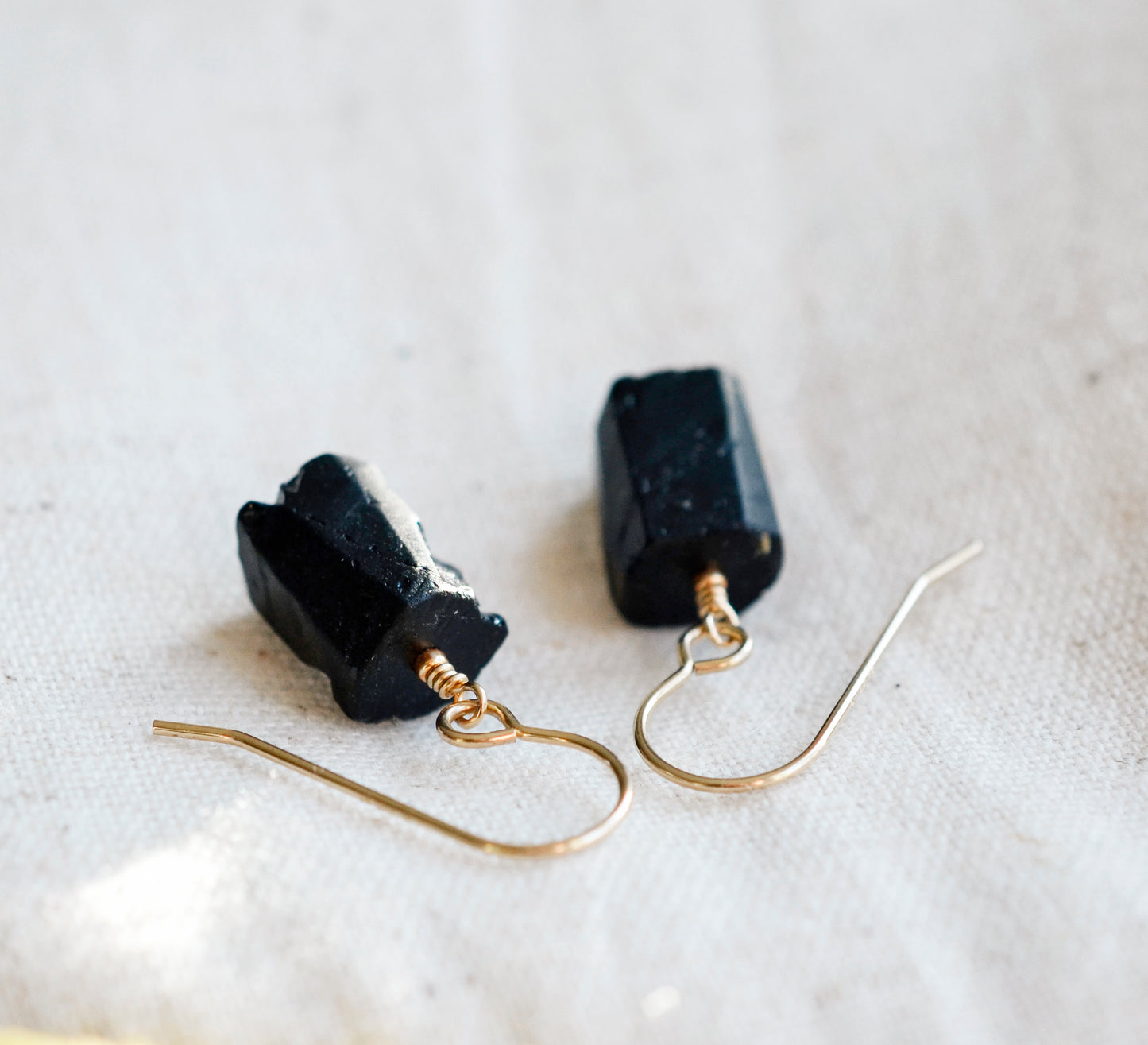Raw Black Tourmaline Earrings