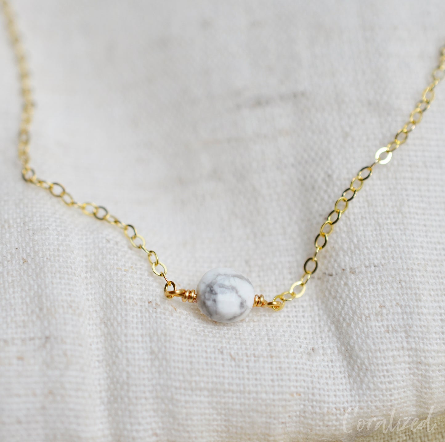 Natural White Howlite Necklace