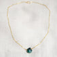 raw green amethyst gemstone on gold chain, necklace