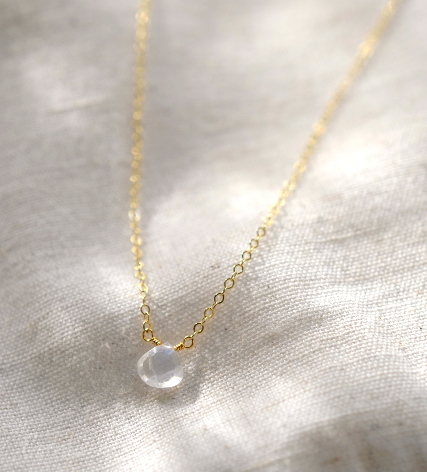 Rainbow Moonstone Teardrop Necklace