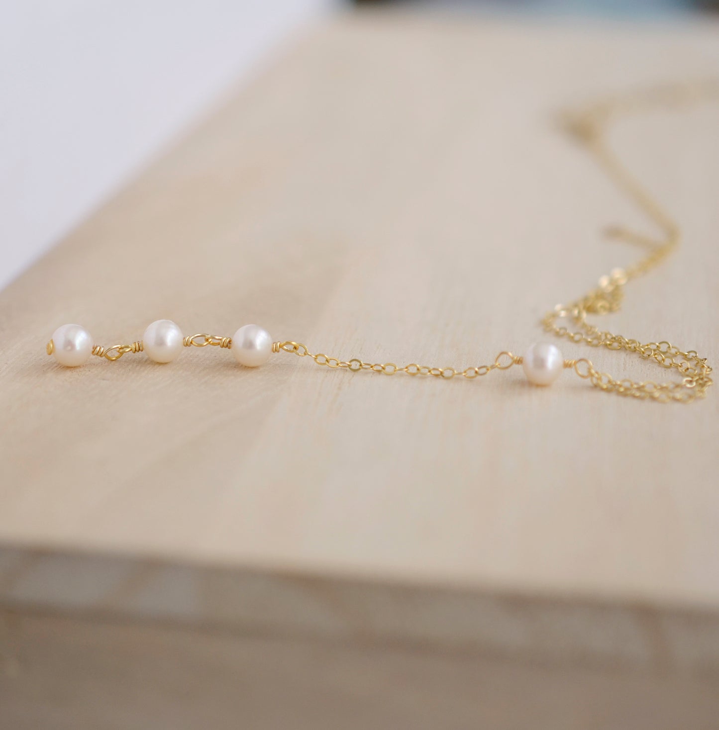 White Freshwater Pearl Y Necklace