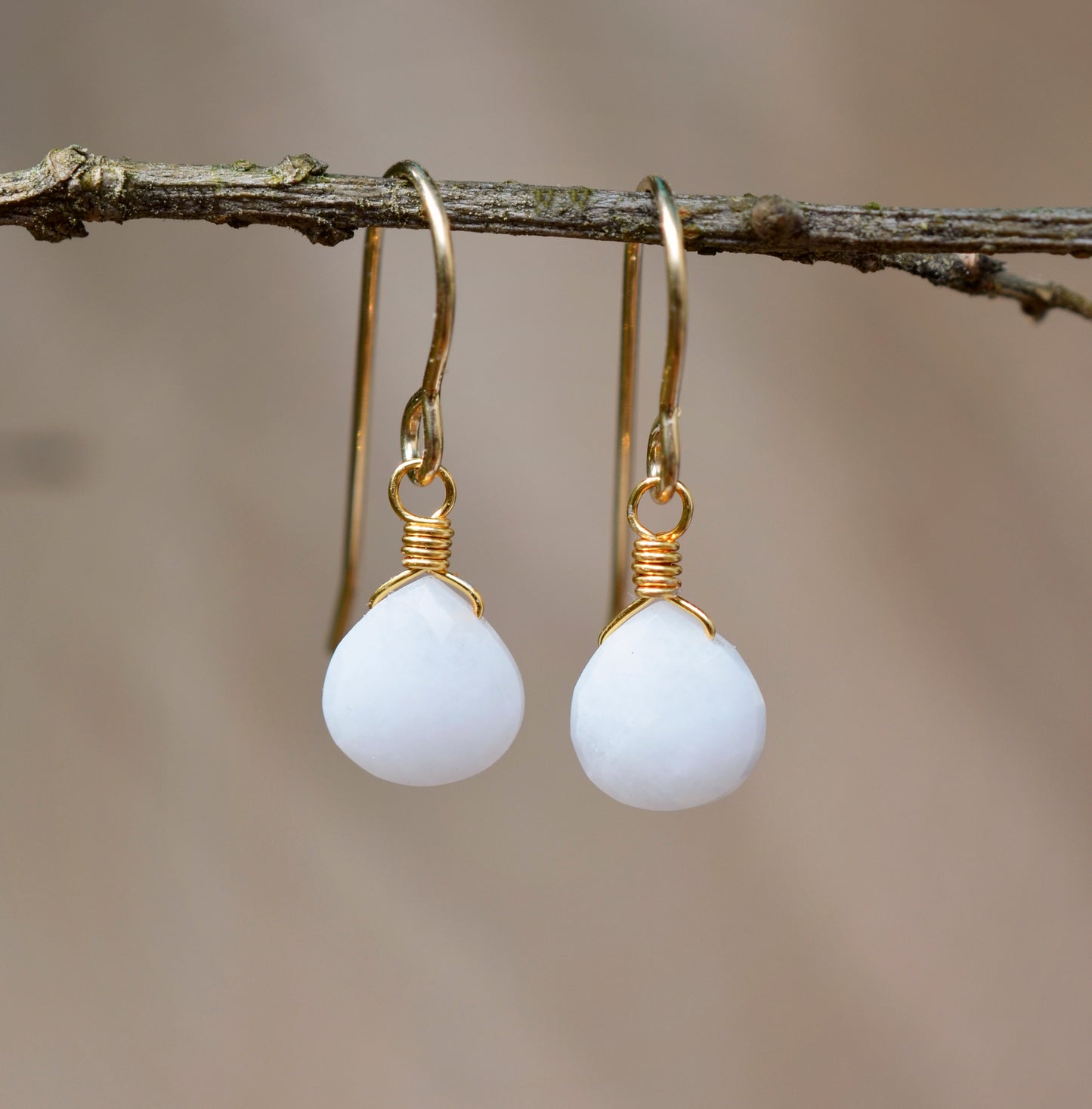Small Natural White Milky Quartz Earrings