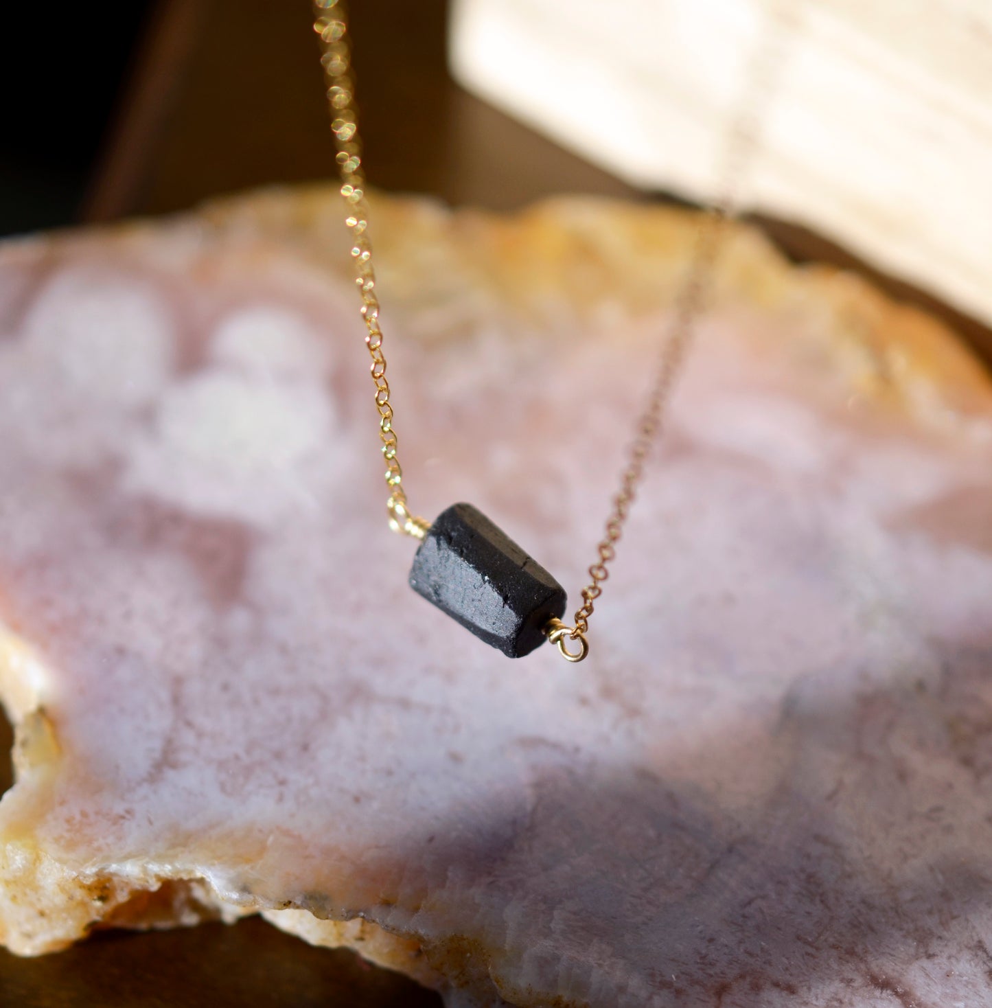 Raw Black Tourmaline Necklace, Sterling Silver, 14k Gold Filled, Black Tourmaline Necklace, Schorl Pendant, Protection Necklace, For Women