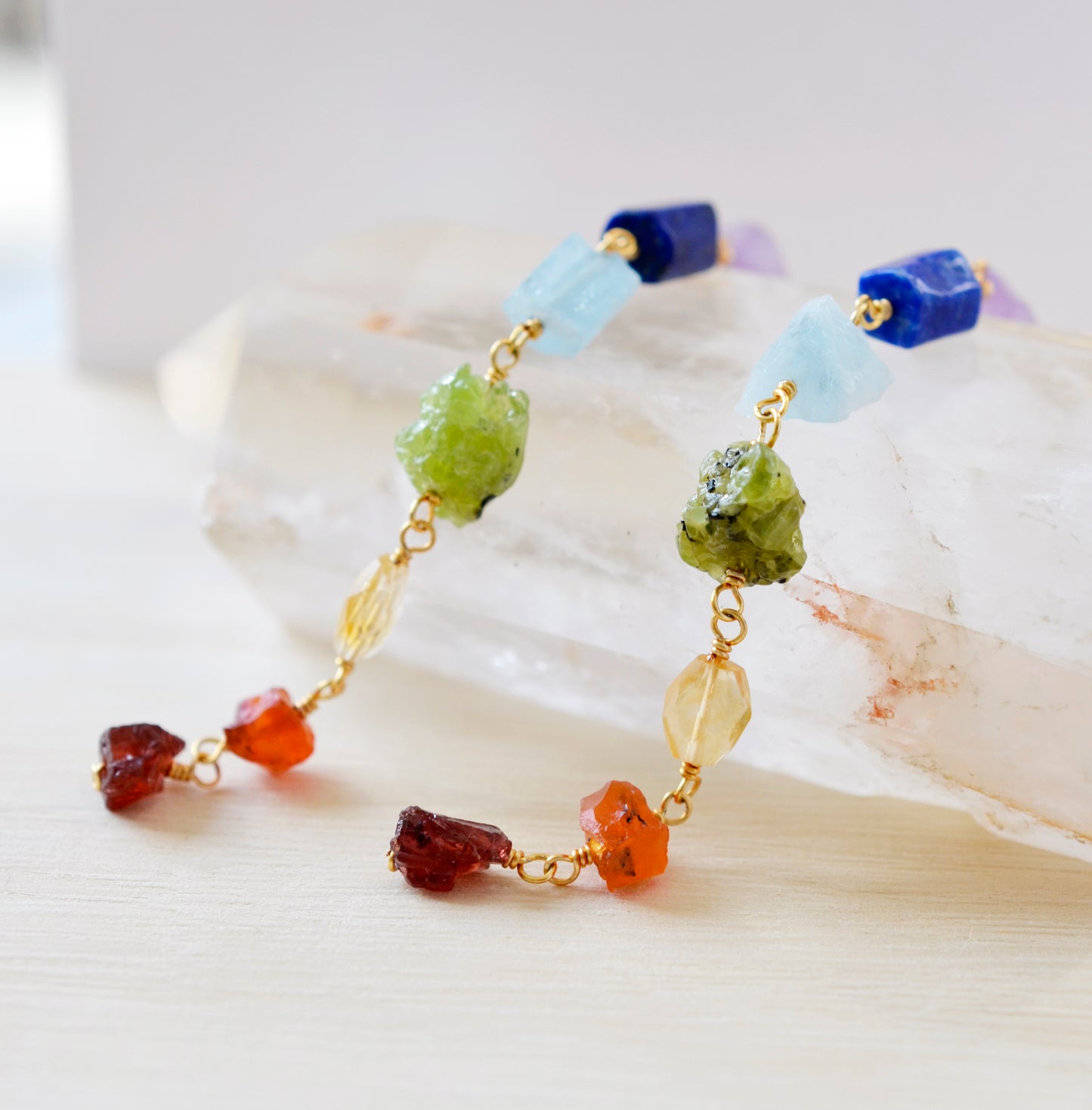 chakra earrings, gemstone chakra, rainbow jewelry, pride earrings, gold, silver