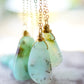 Green Chrysoprase Organic Pendant Necklace in Sterling Silver or 14k Gold Filled