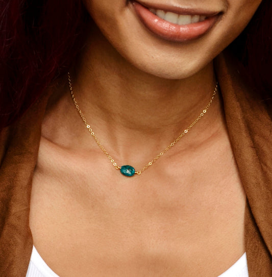 Natural Chrysocolla Necklace, Chrysocolla Pendant, Sterling Silver or 14k Gold Filled