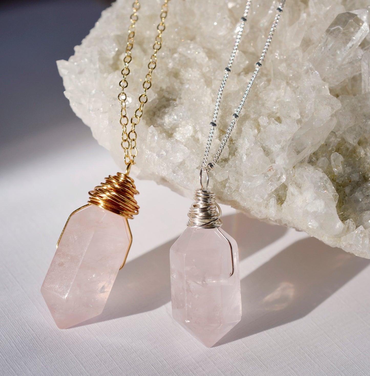 Large Rose Quartz Point Pendant