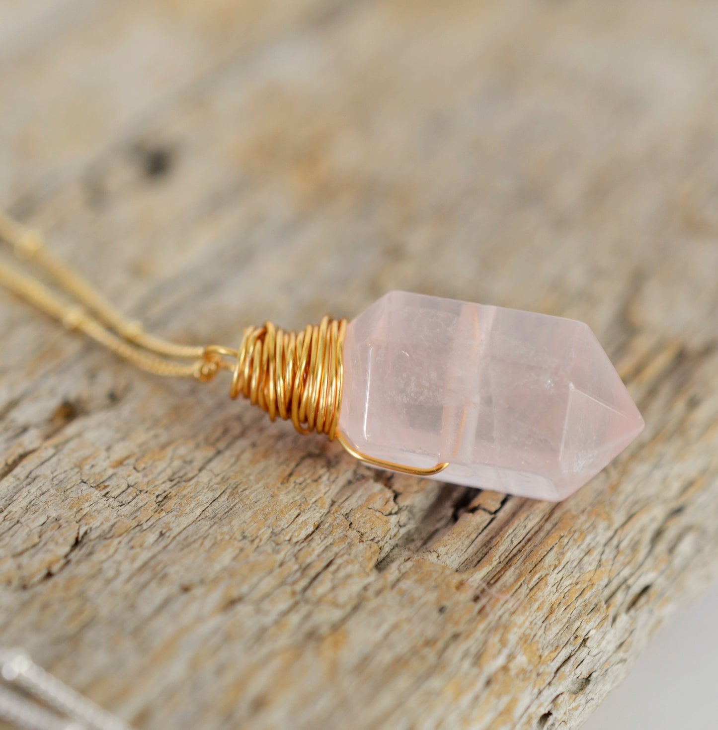 Large Rose Quartz Point Pendant