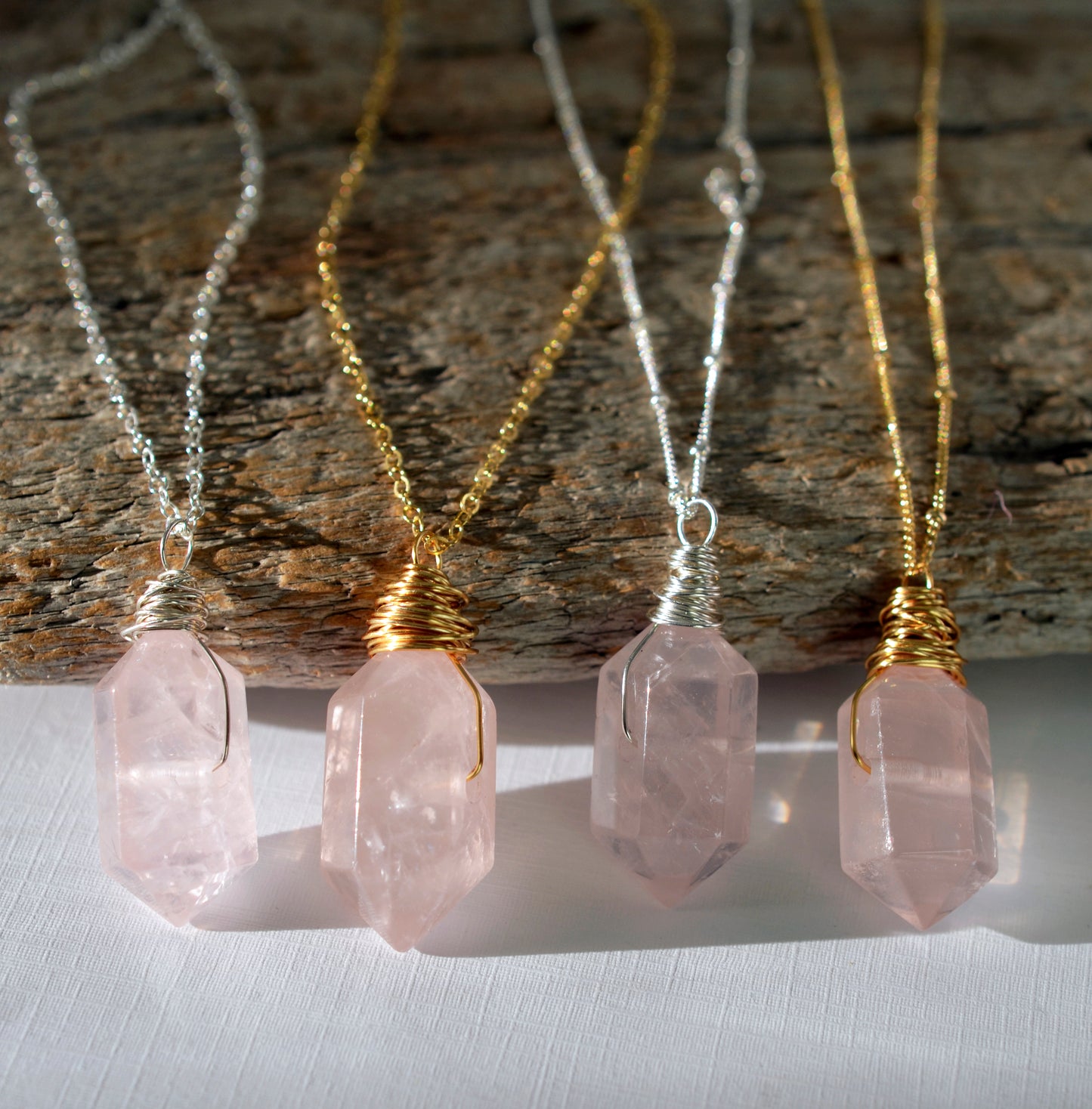 Large Rose Quartz Point Pendant