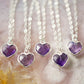 Purple Amethyst Heart Necklace, 14k Gold Filled or Sterling Silver
